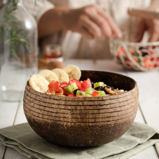 Eco Friendly Coconut Bowls & Wooden Spoon (Coco Shell Bowl)